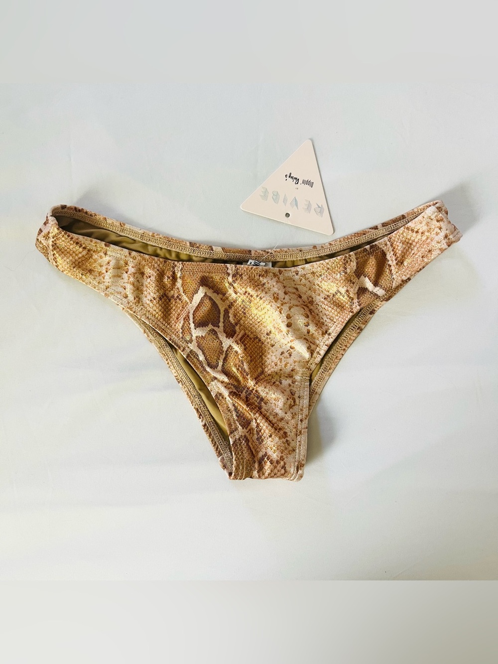 Dippin Daisy’s Revibe Snakeprint Gold Bikini Bottom NWT Small